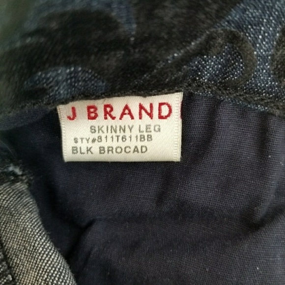 J Brand Skinny Leg Black Brocad Jean Size 26 - Picture 7 of 9